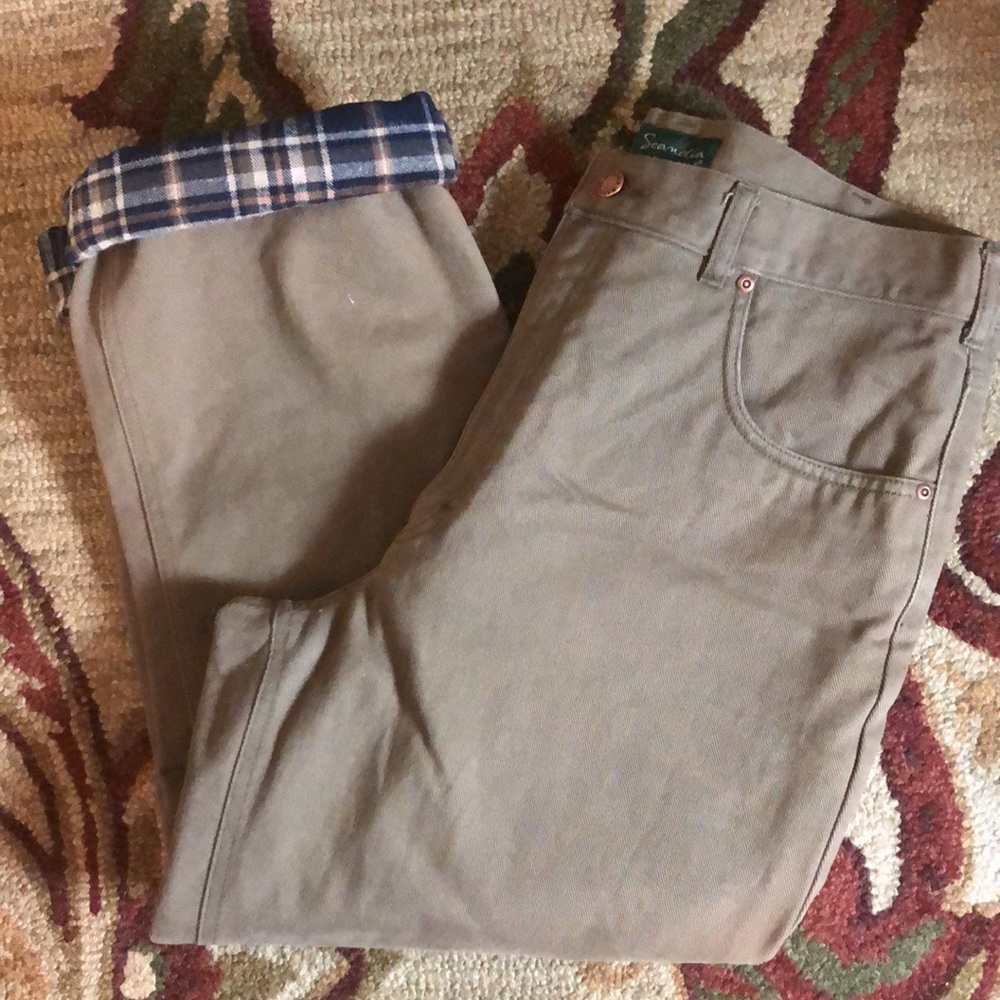 SCANDIA WOODS size 38 S Flannel Lined 100% Cotton Canvas Jeans Plaid WARM Chore